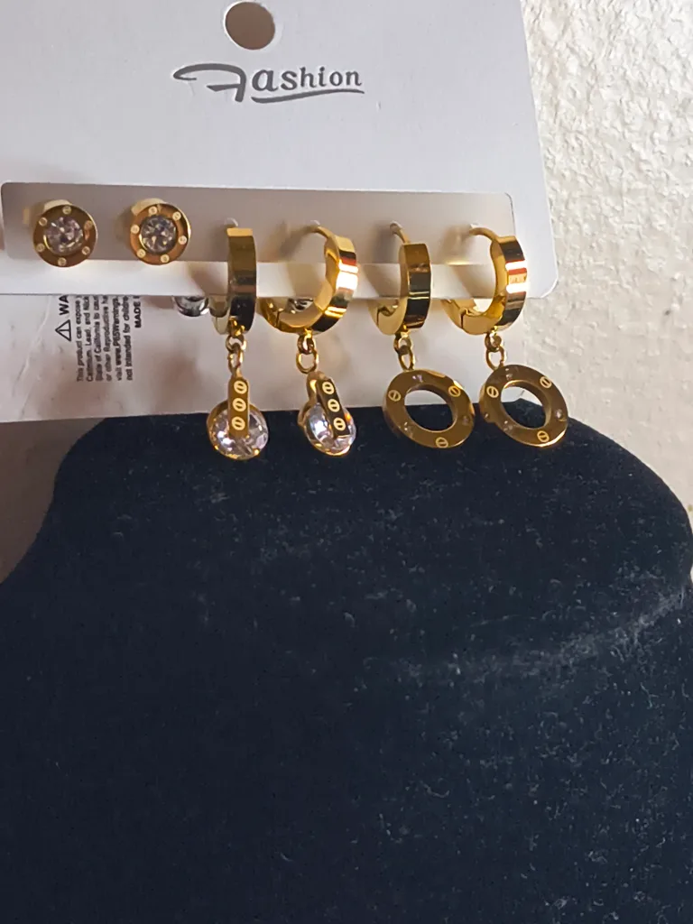Fashion Gold Tone Earrings Set image indicator(2)