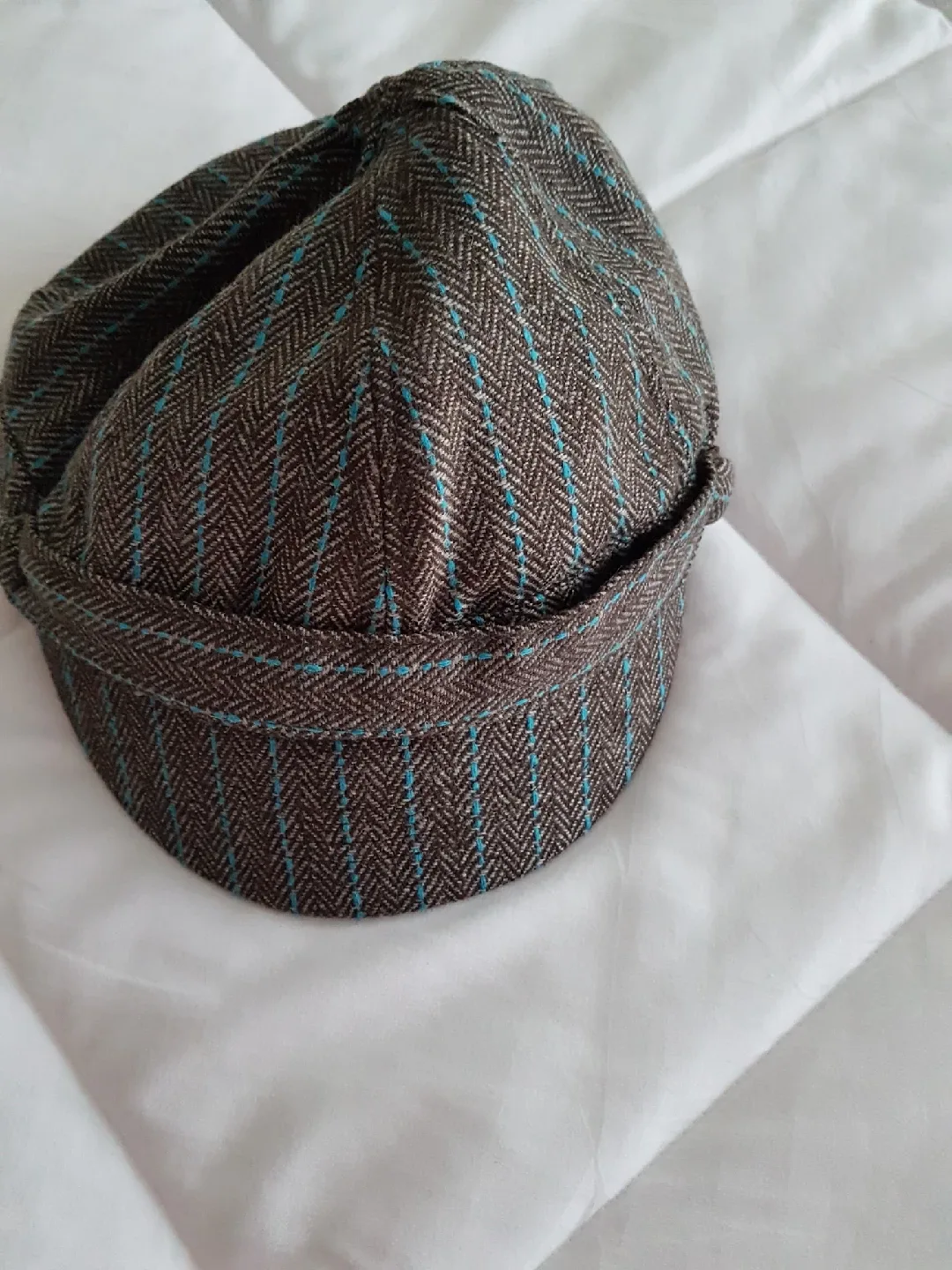 Mark. Brown Herringbone Newsboy Cap image indicator(3)