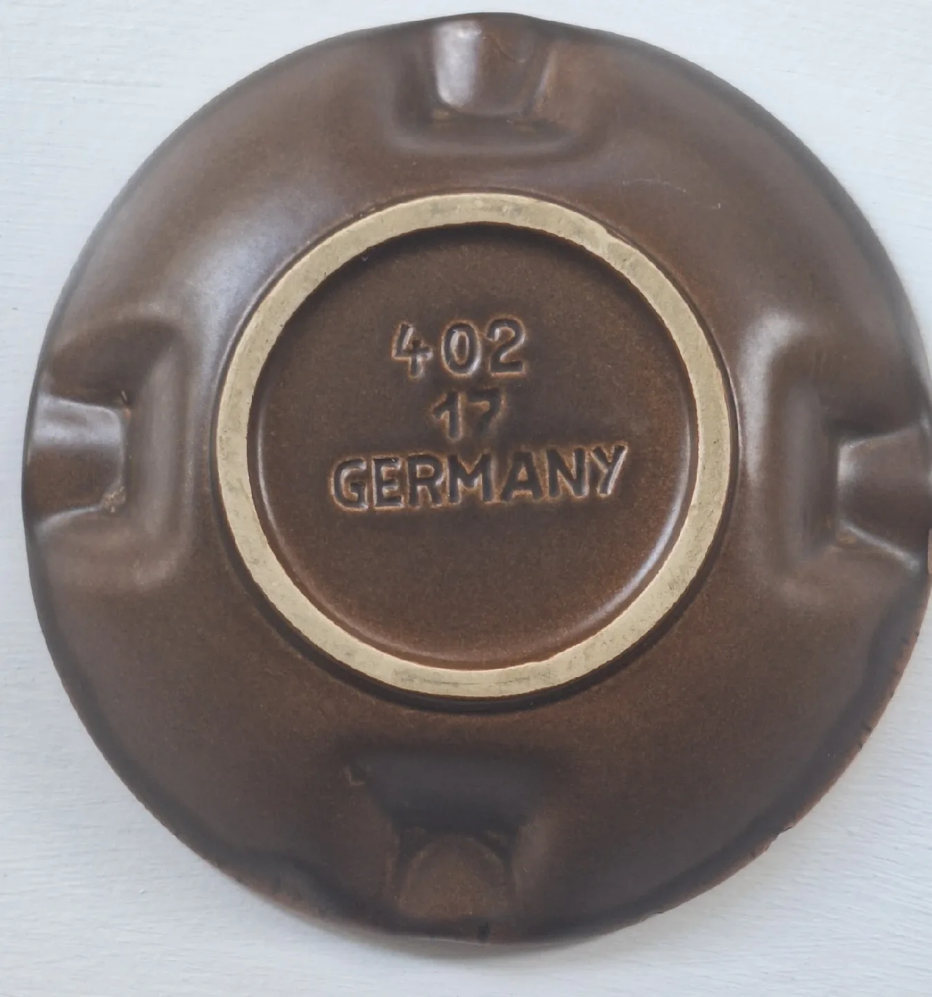 Vintage German Ashtray - Blue & Brown Lava Glaze image indicator(4)