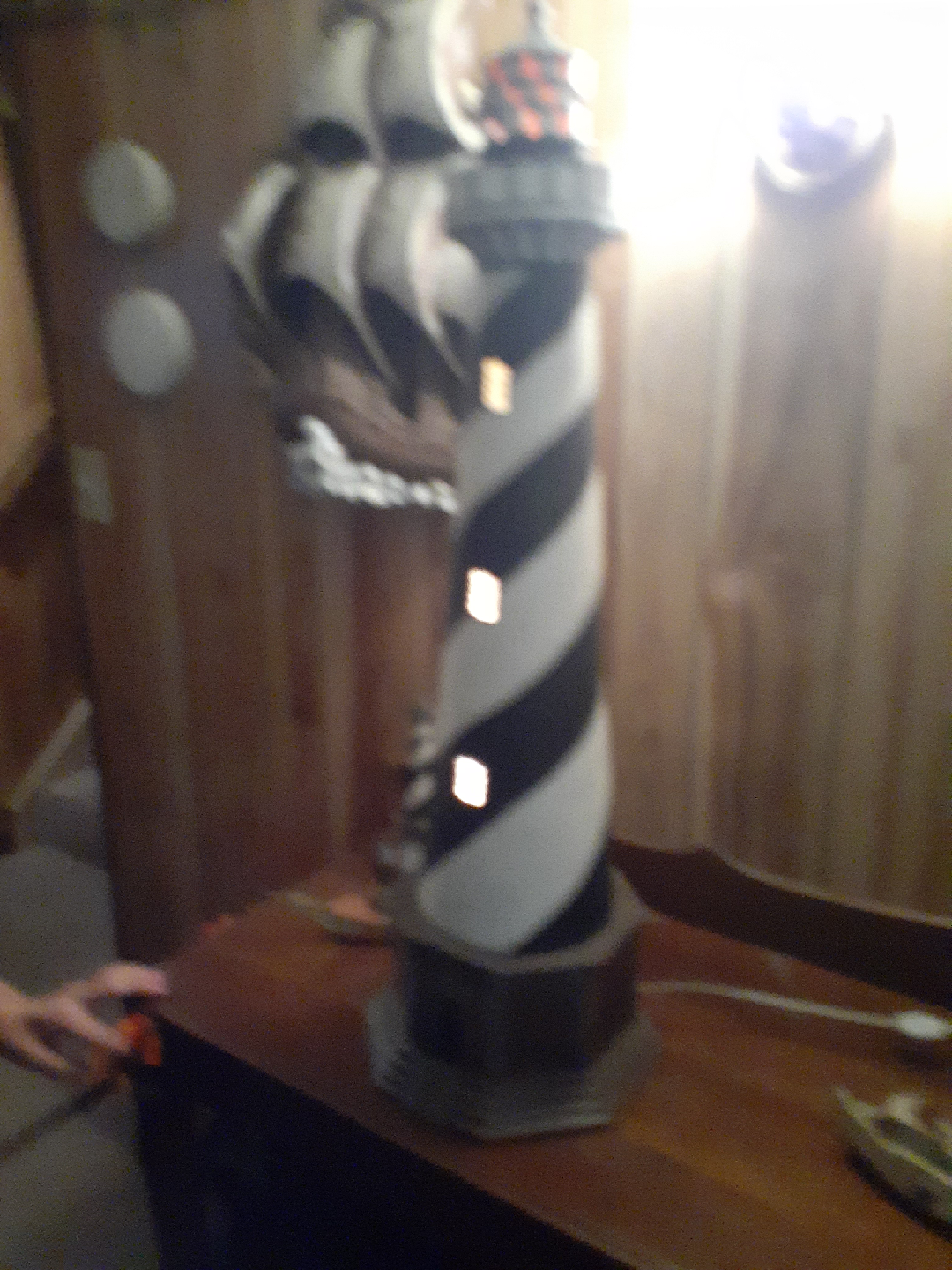 Ceramic Striped Lighthouse Lamp - photo 3