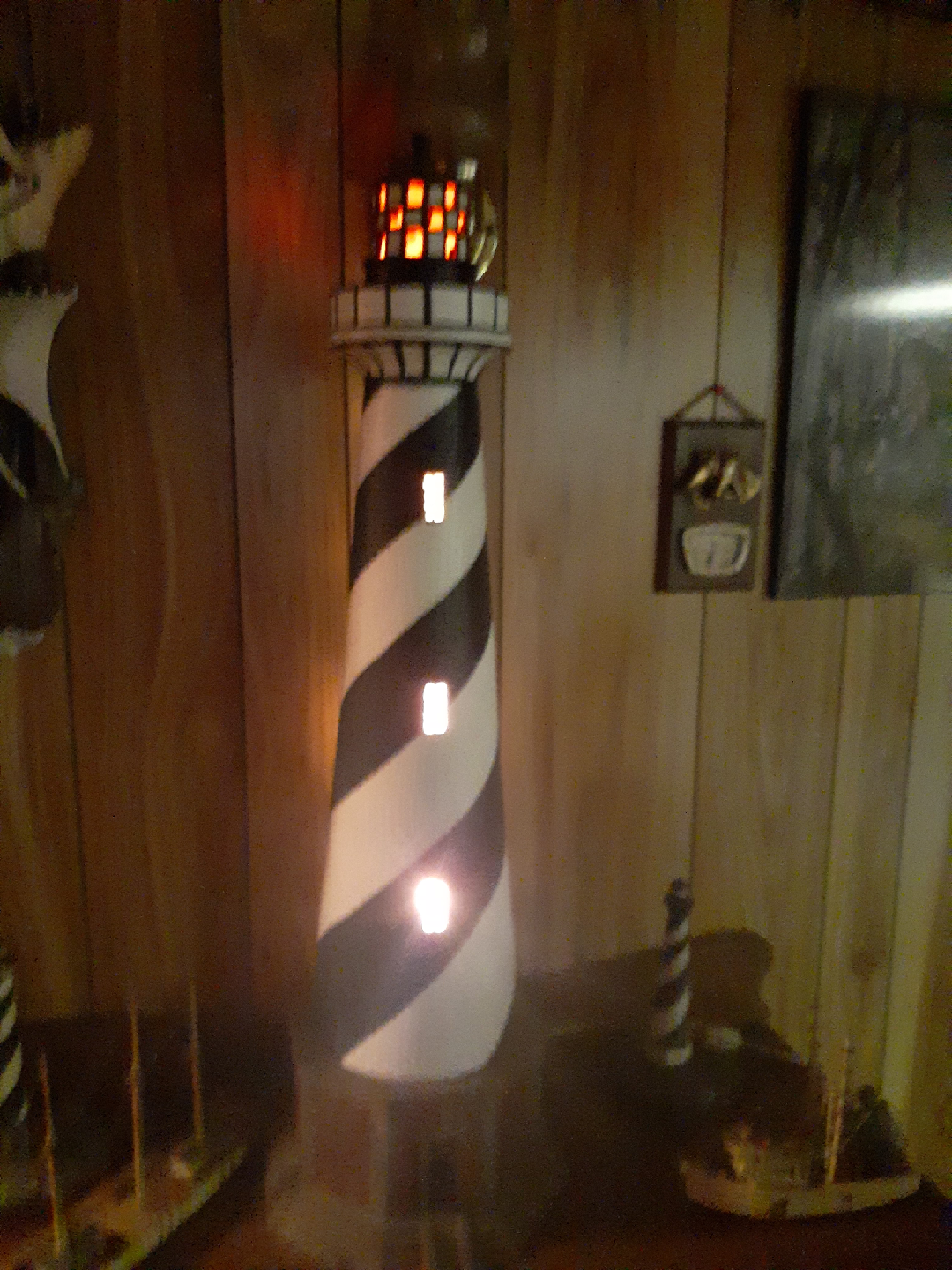 Ceramic Striped Lighthouse Lamp - photo 4