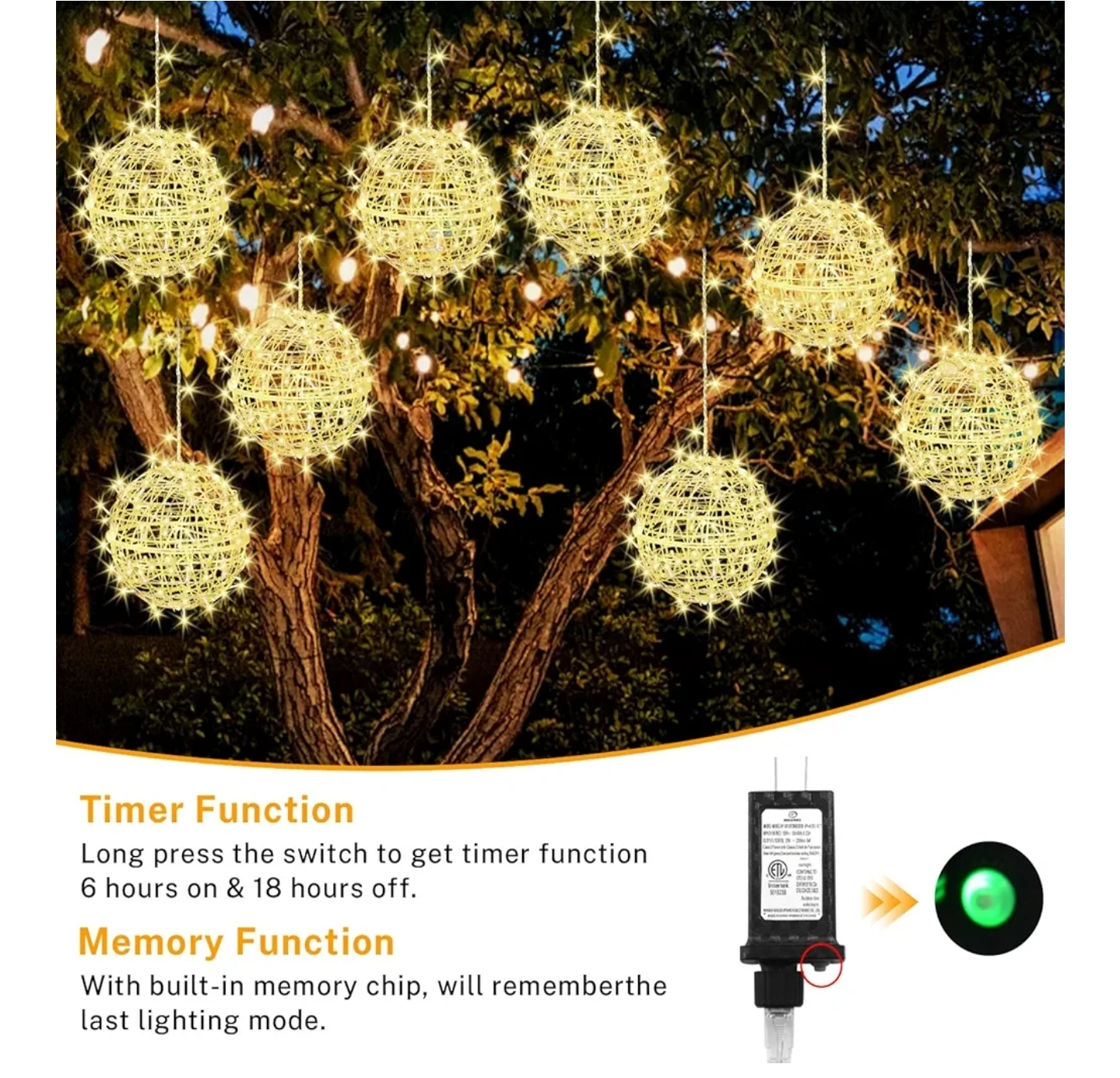 Outdoor Christmas Balls Lights 4 Pack - photo 3