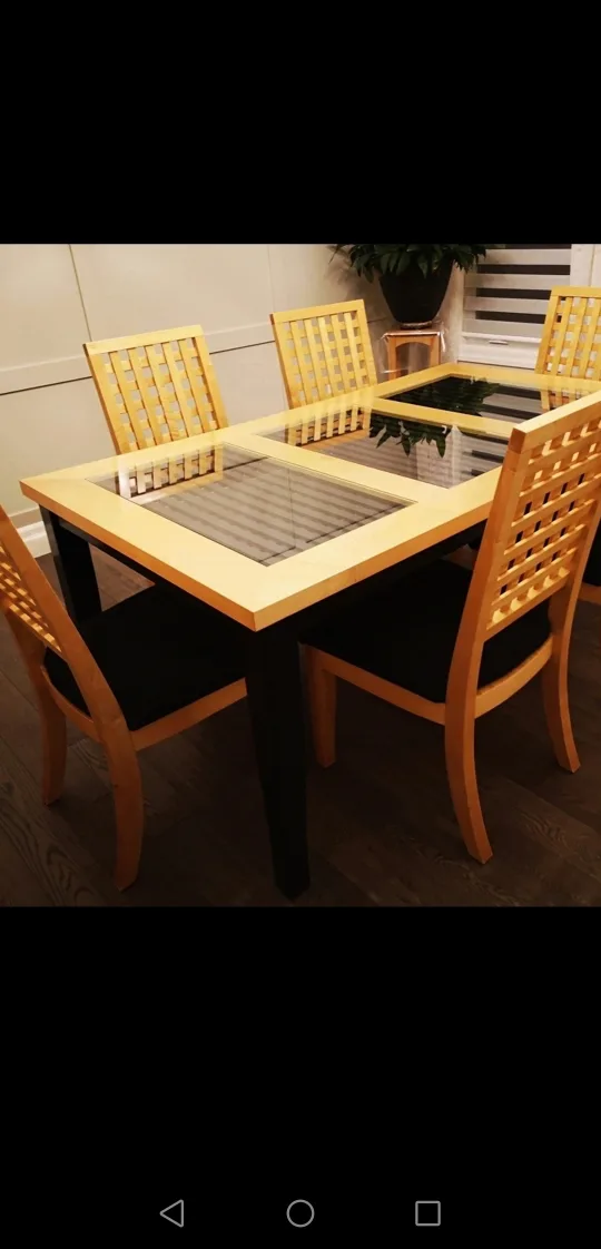 Dining Table with 6 Chairs - Wood & Black image indicator(2)