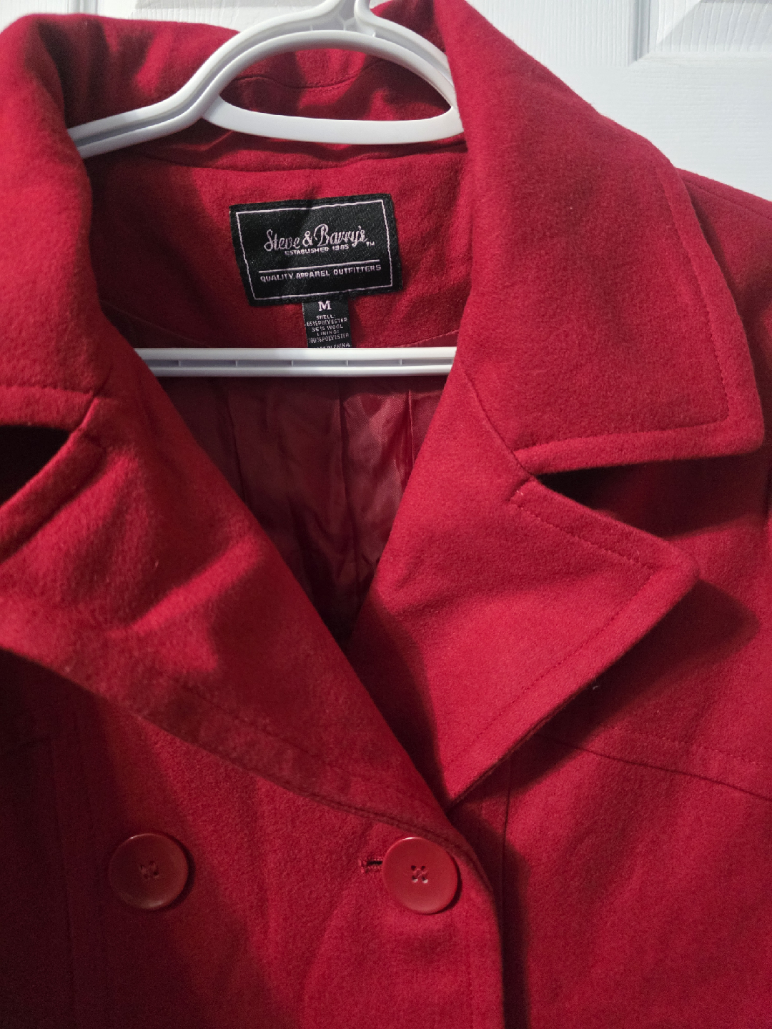 Steve & Barry's Red Wool Blend Pea Coat - Size M - photo 2
