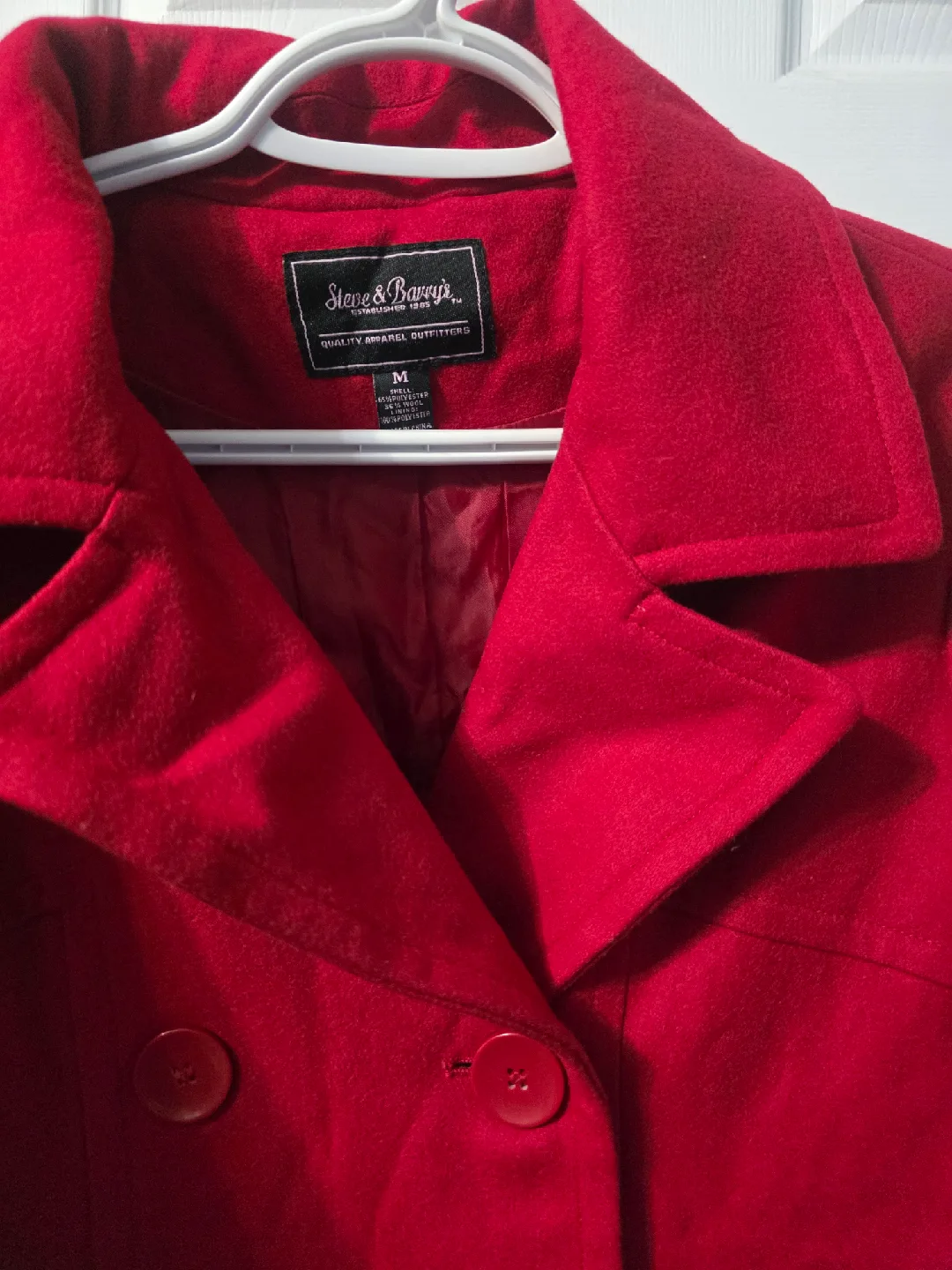 Steve & Barry's Red Wool Blend Pea Coat - Size M image indicator(2)
