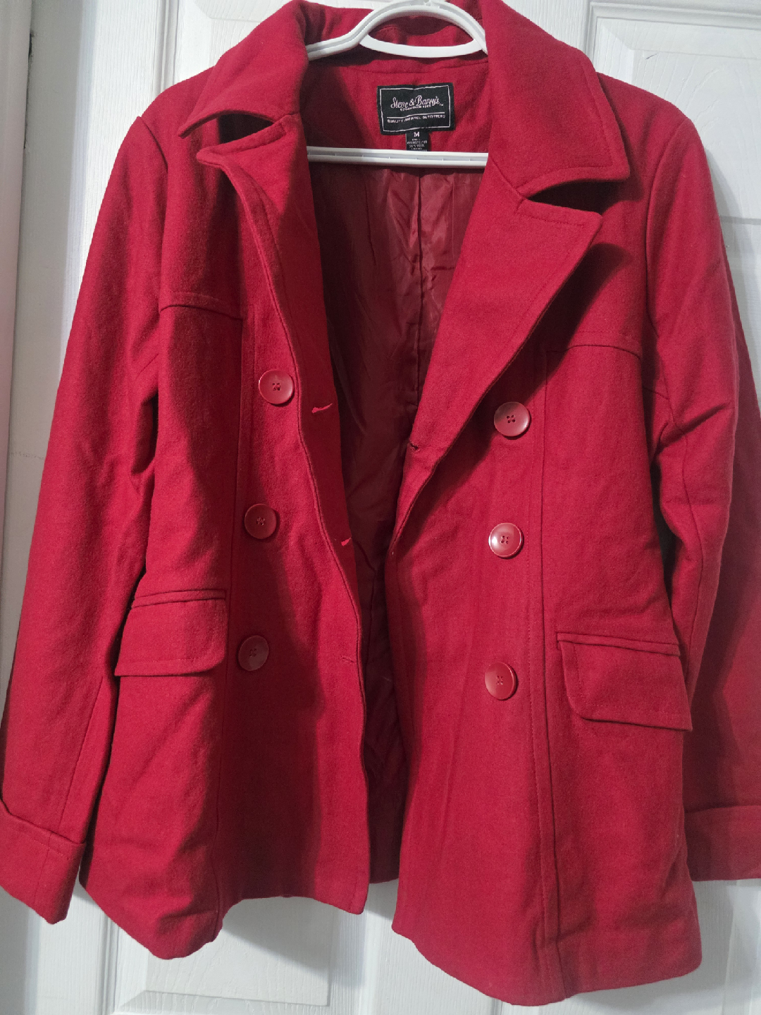 Steve & Barry's Red Wool Blend Pea Coat - Size M - photo 3