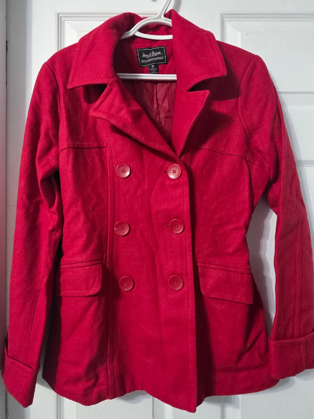 Steve & Barry's Red Wool Blend Pea Coat - Size M image indicator(6)