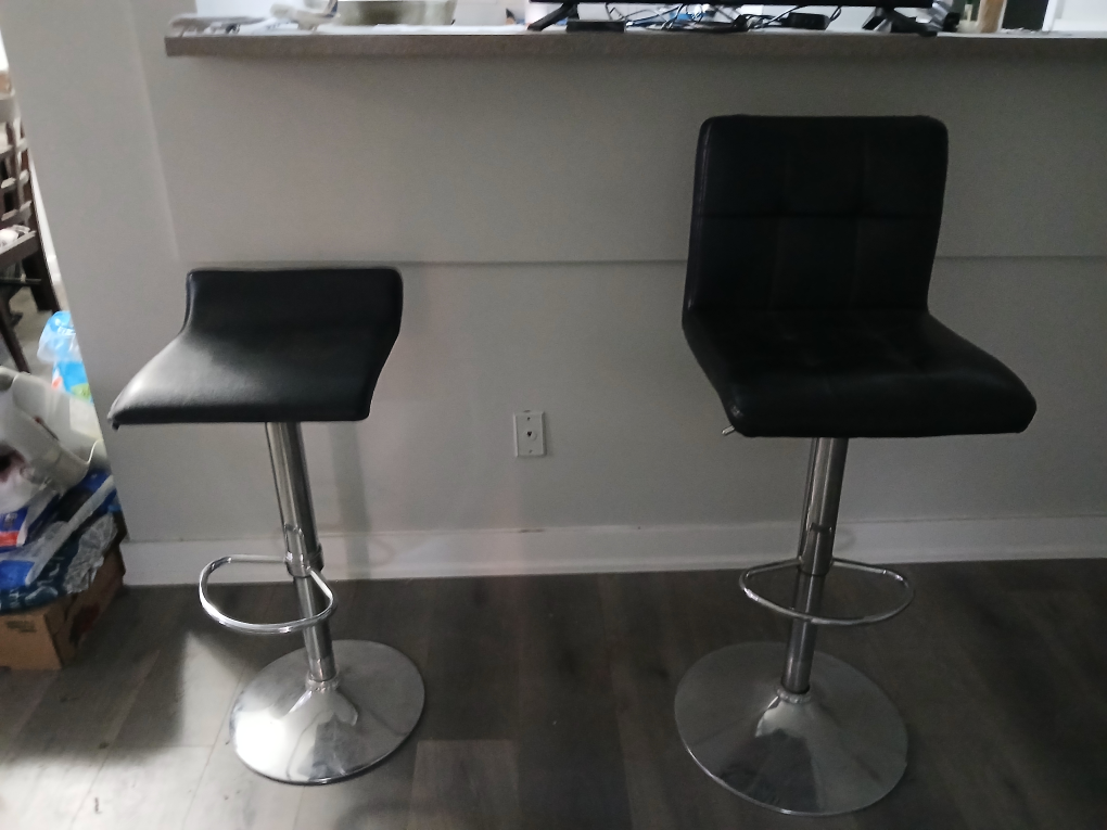 2 Adjustable Height Bar Stool - Black
