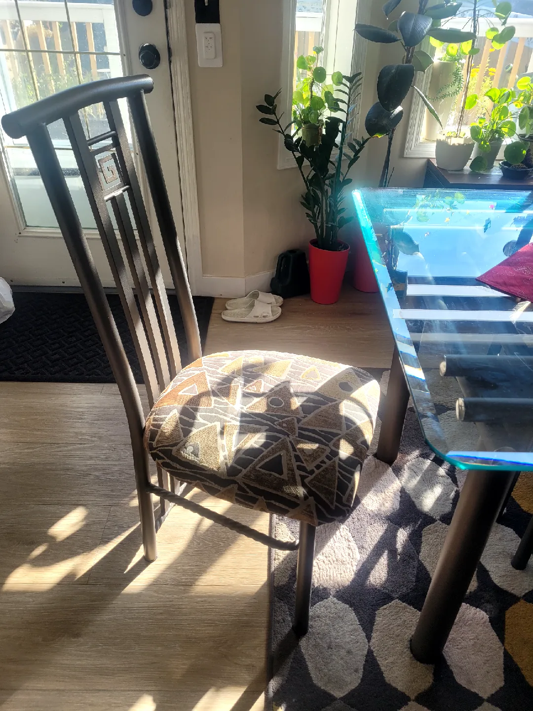 Glass Top Dining Table with 6 Chairs