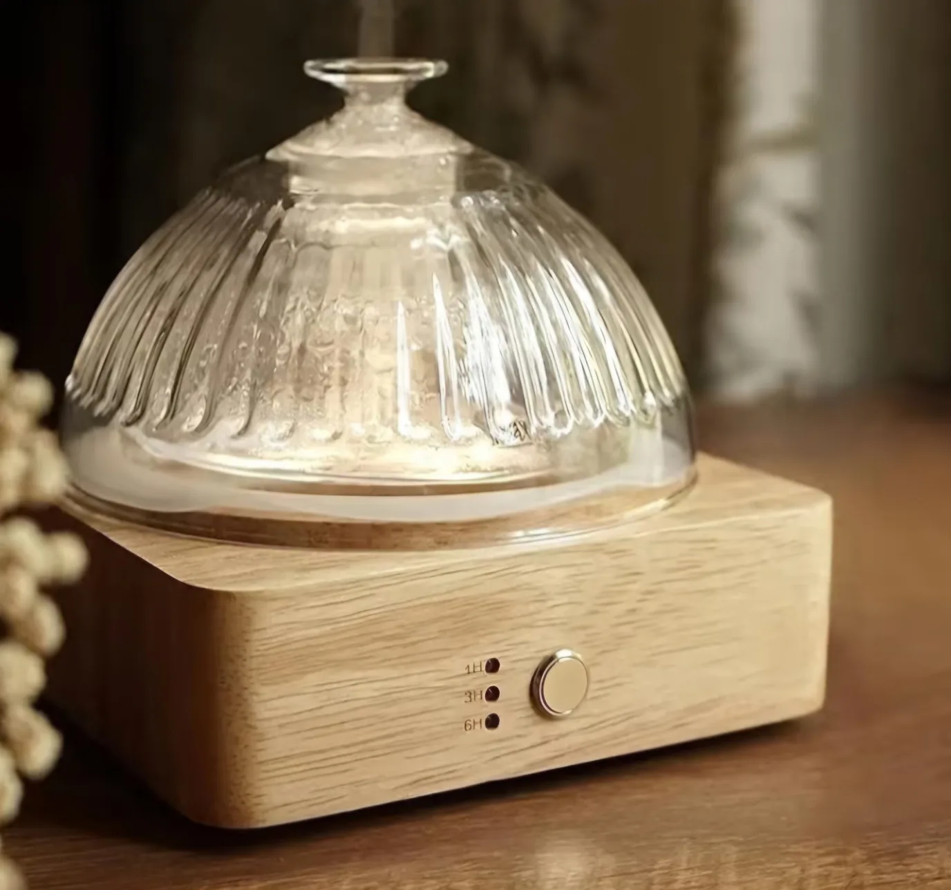 Glass Dome Essential Oil Diffuser with Colour Changing Lights thumbnail