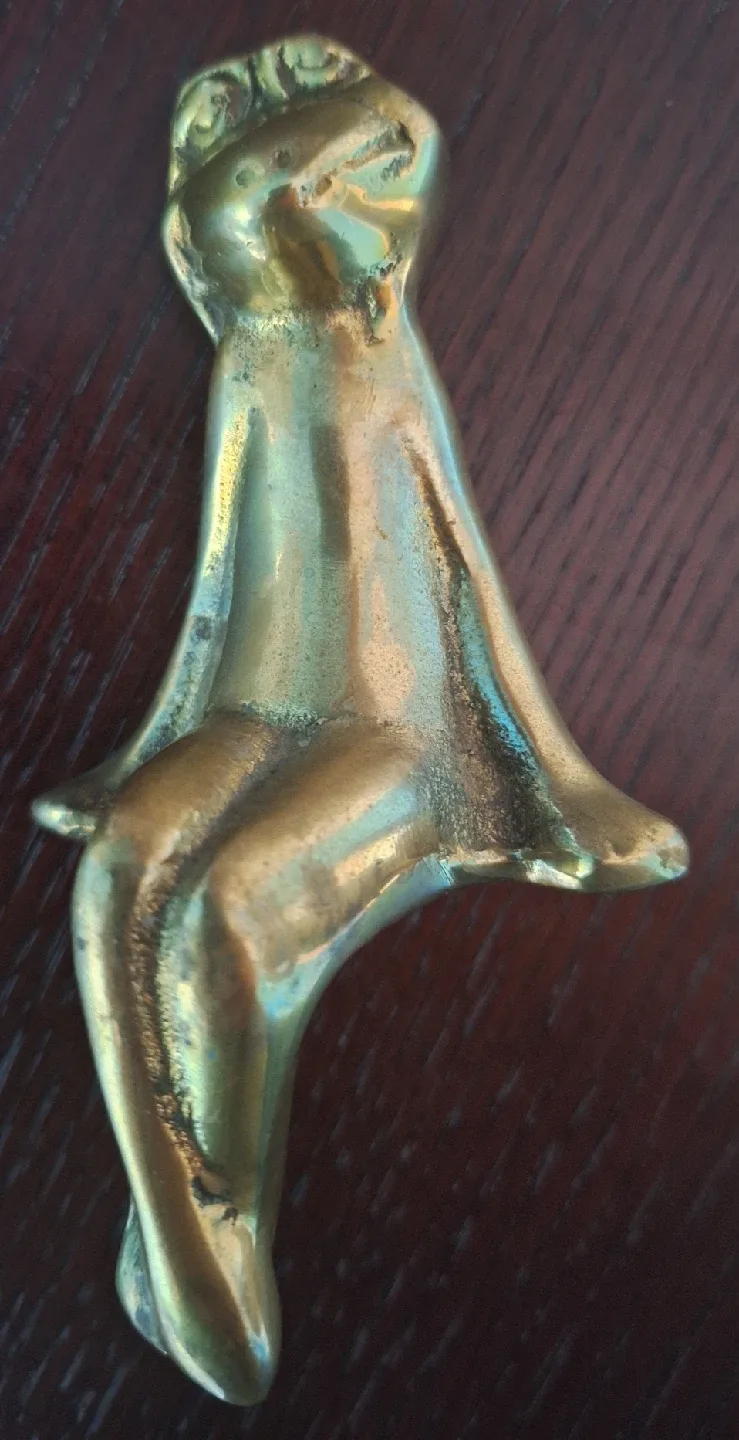 Vintage solid brass Figurines - Sitting Frog and Fish image indicator(5)