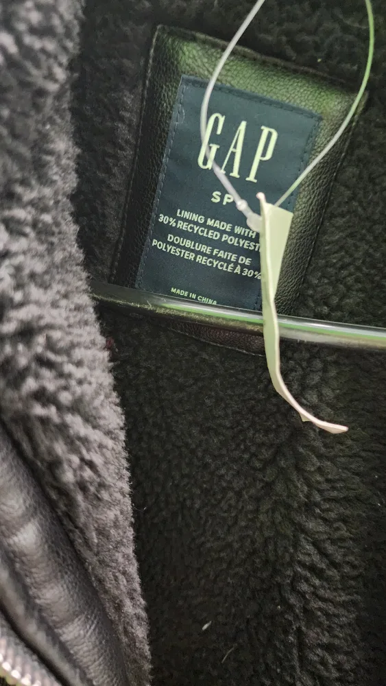 GAP Black Faux Leather Sherpa Jacket - Size SP image indicator(5)