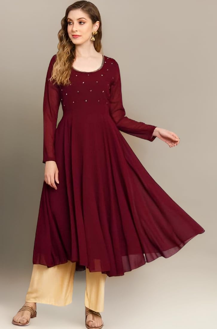 Maroon Anarkali Kurti - Size XXL