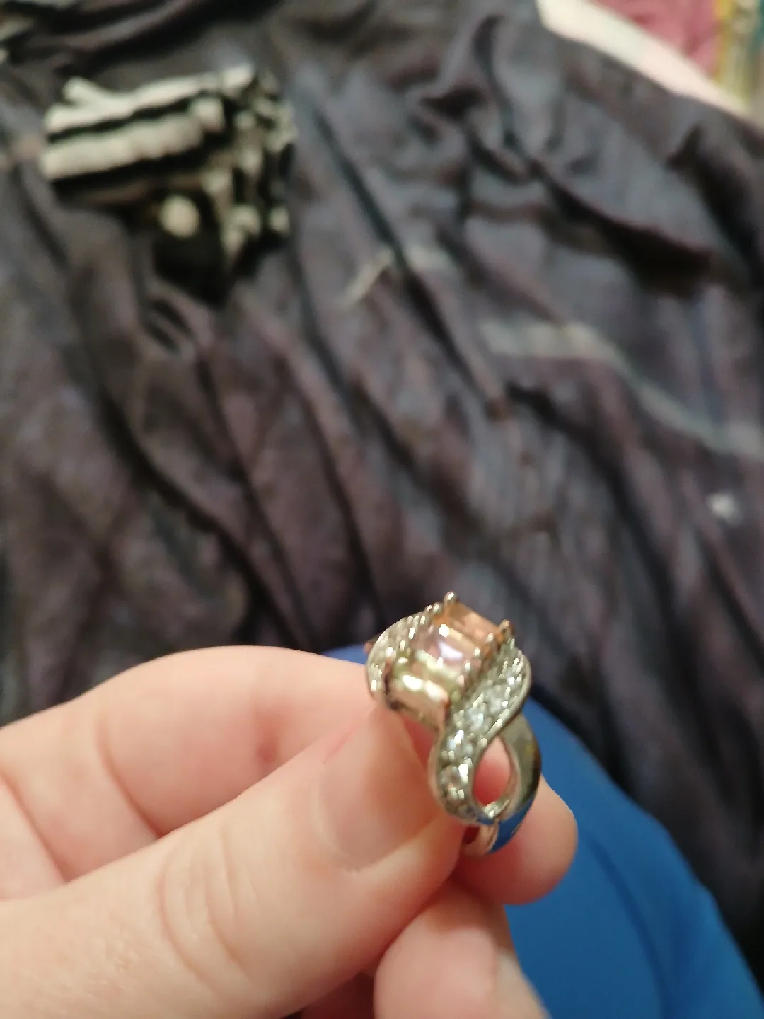 Silver Tone Ring with Gemstone image indicator(2)