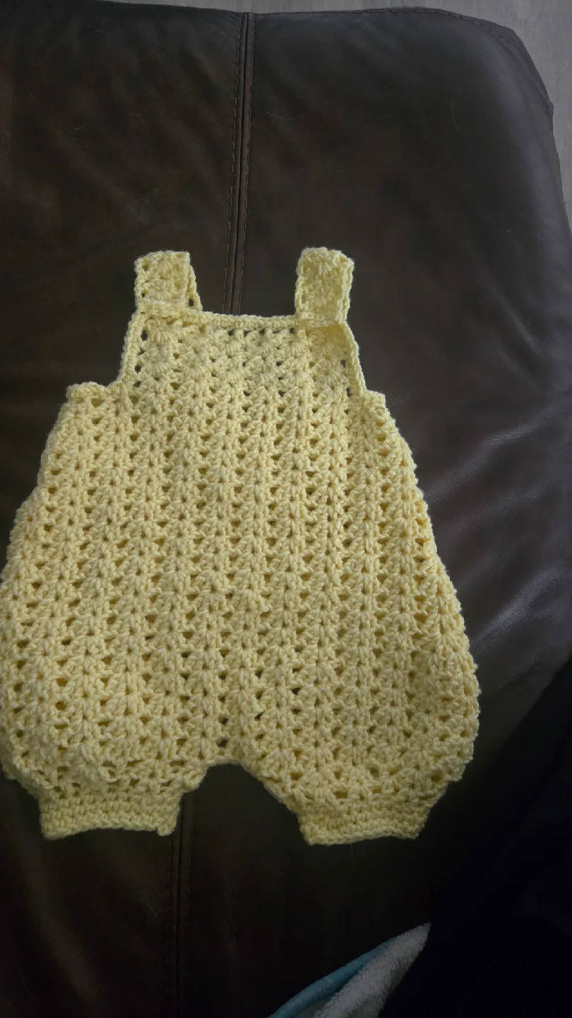 Handmade Crochet Baby Romper - Yellow thumbnail