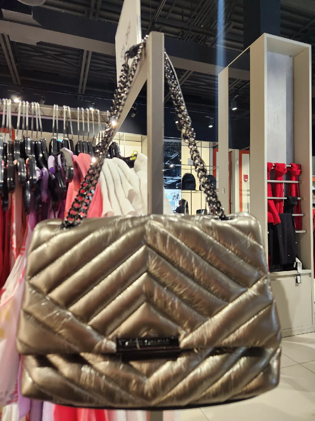 Armani Exchange Metallic Quilted Shoulder Bag - New