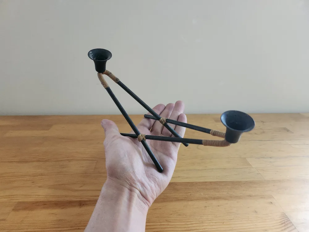 Vintage Danish Metal Cane Candleholder by Laurids Lonborg 1960s image indicator(8)