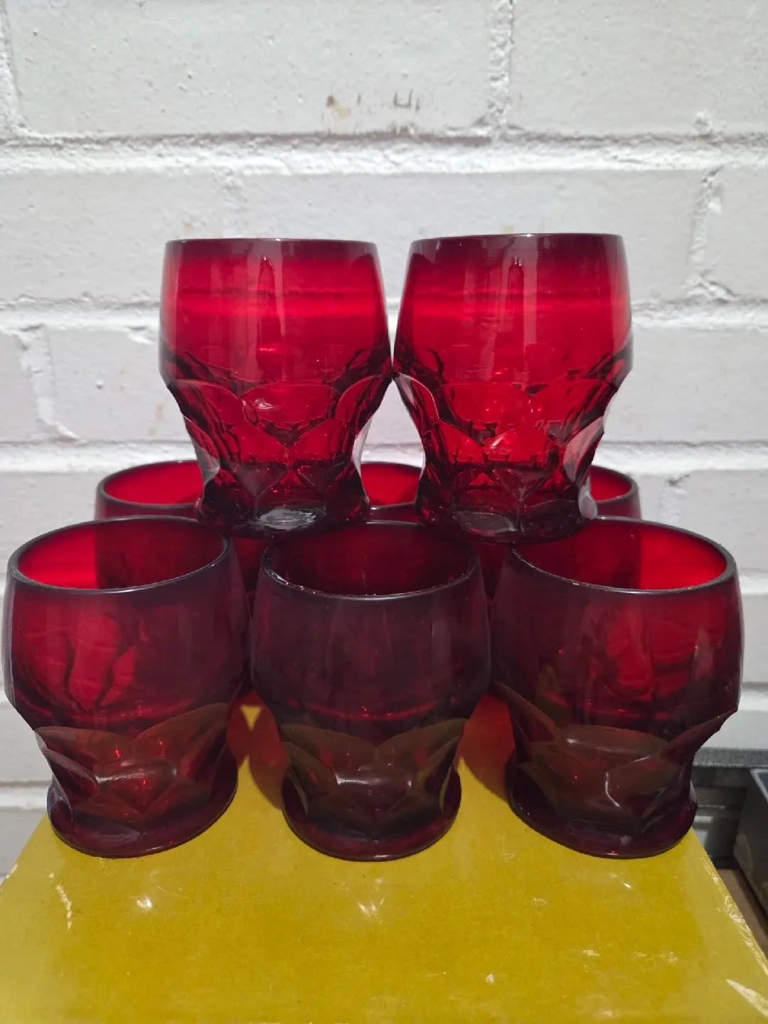 Vintage Red Glass Tumblers (Set of 8) image indicator(2)