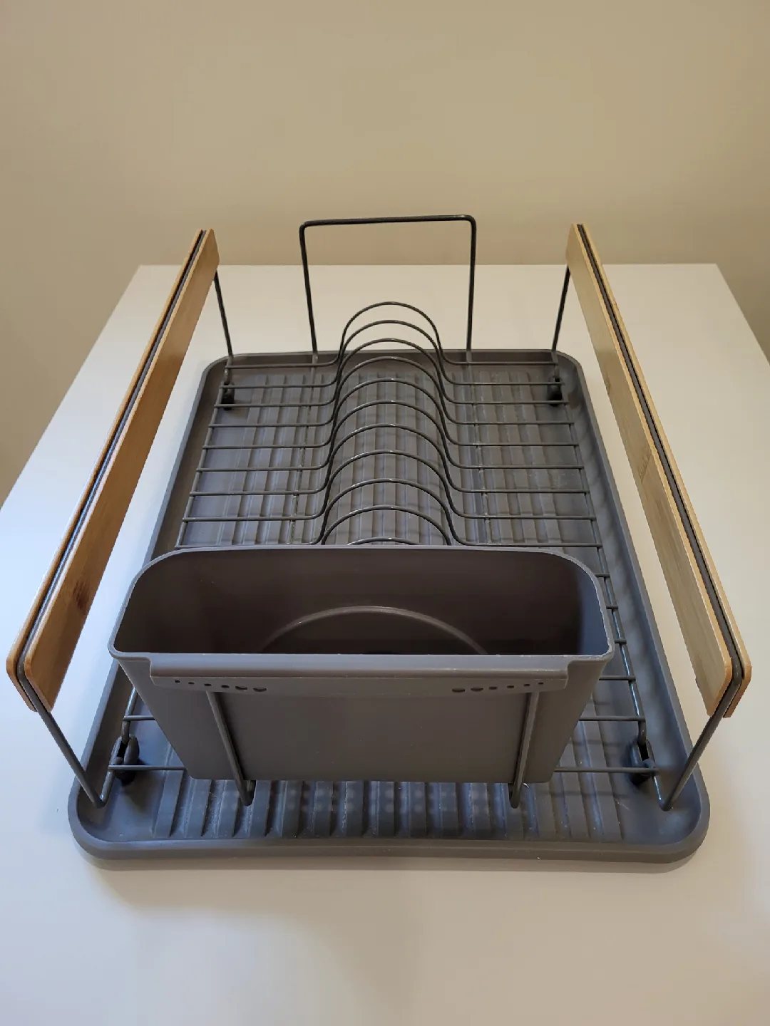 Grey Dish Rack with Bamboo Accents image indicator(2)