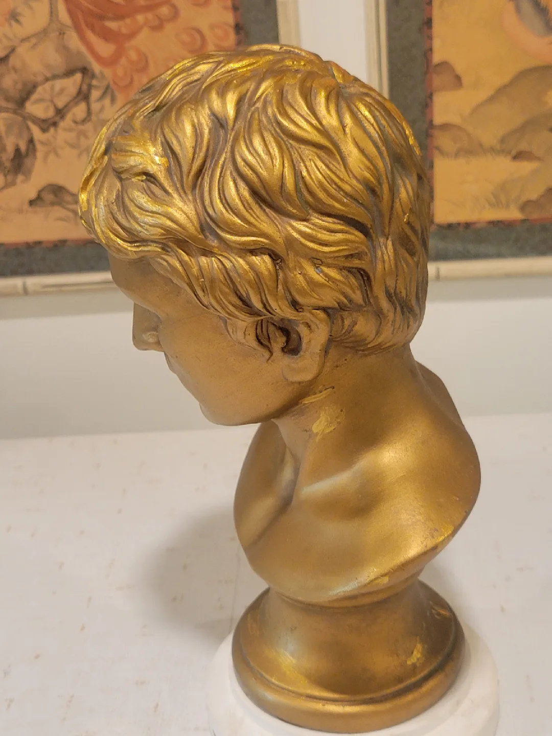 Gold Bust Sculpture of Juilus Caesar. art image indicator(3)