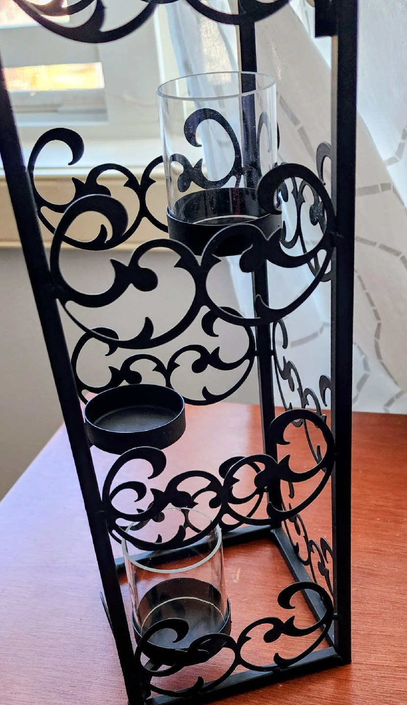 Black metal tea light holder - photo 4