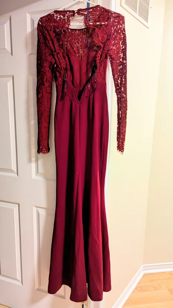 Burgundy Lace Long Sleeve Dress image indicator(2)