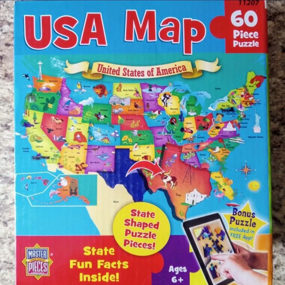 Master Pieces USA Map 60 Piece Puzzle - Ages 6+ thumbnail