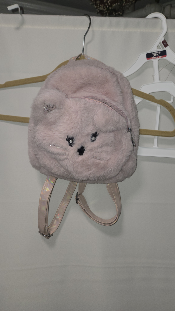 Pink Fuzzy Cat Mini Backpack