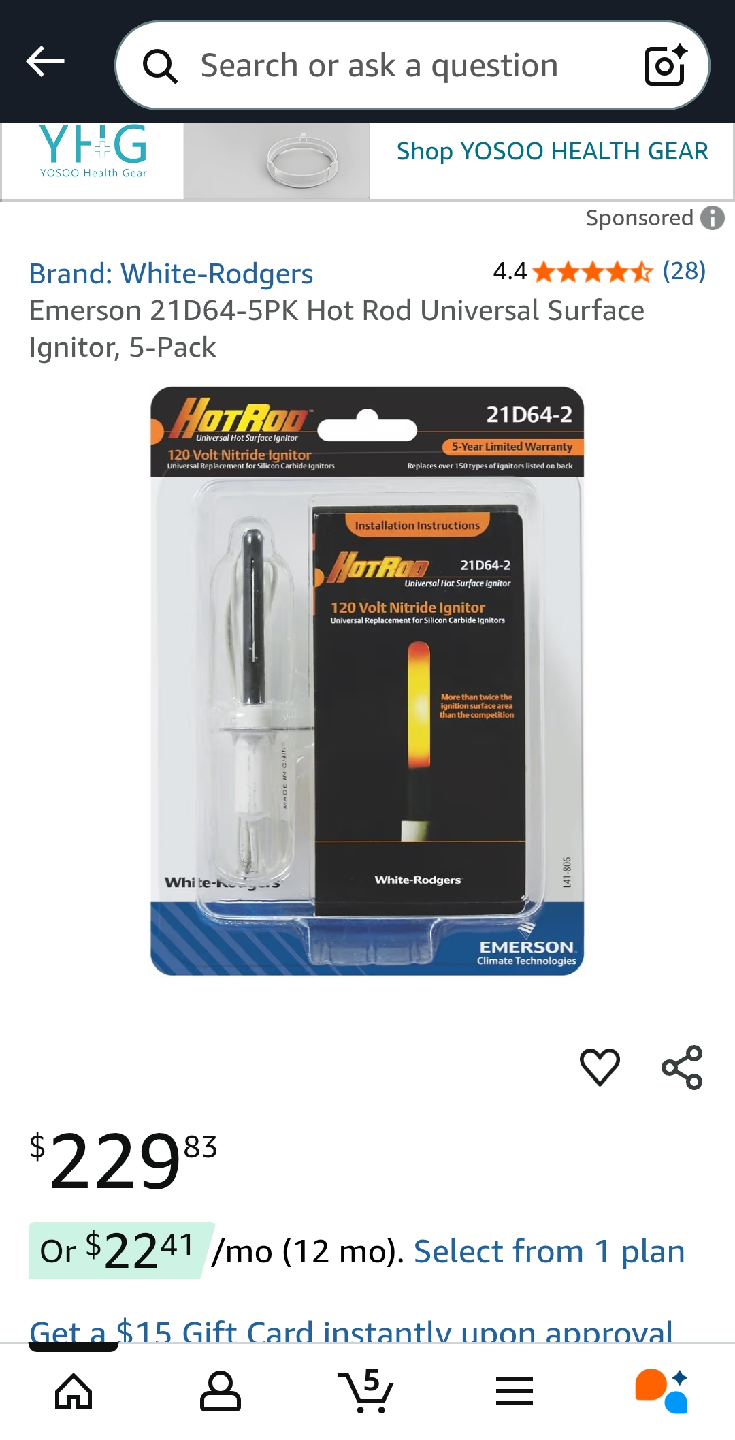 New Hot Rod 21D64-2 Universal Hot Surface Ignitor