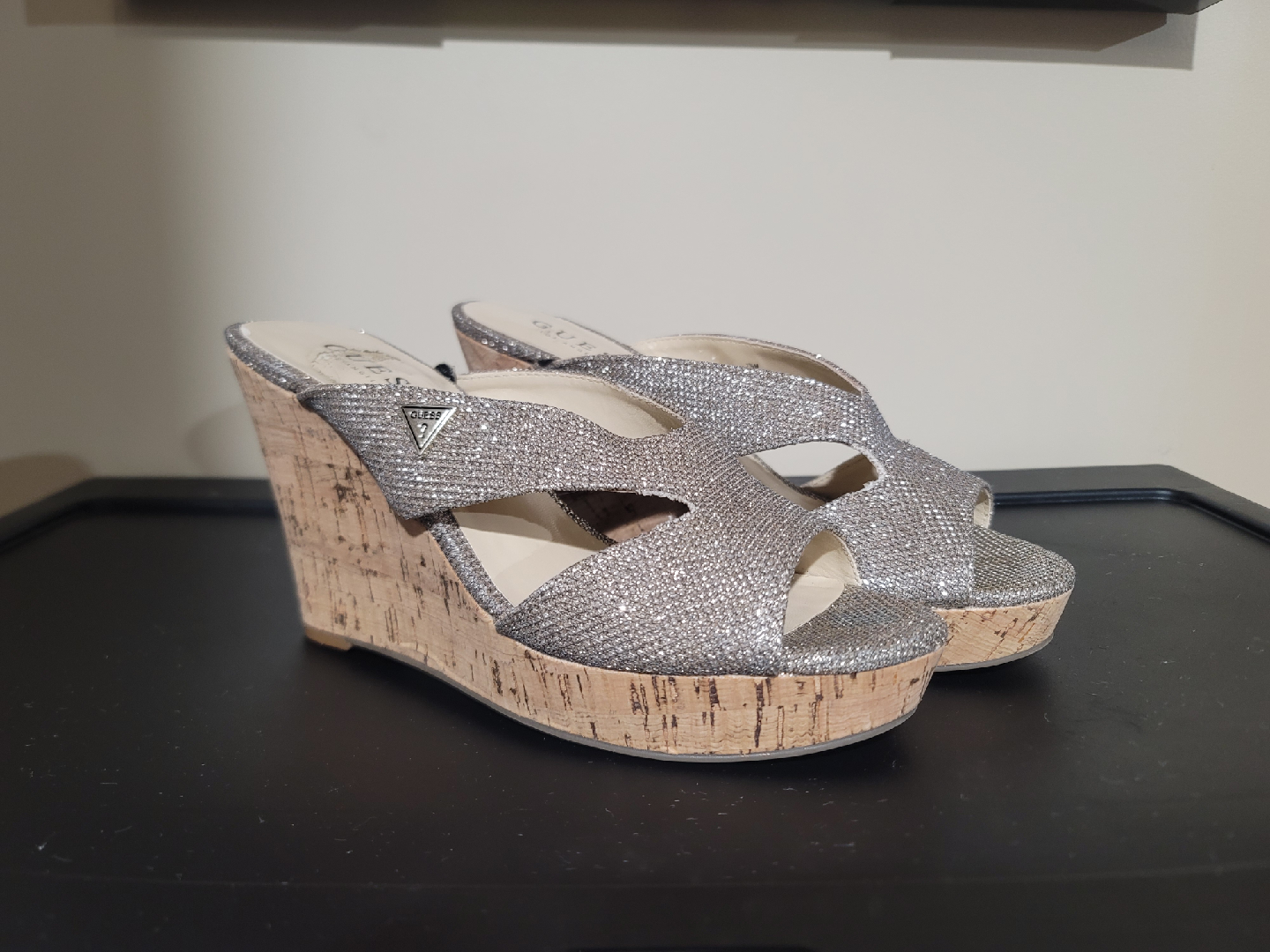 Guess Silver Wedge Sandals - Size 7.5