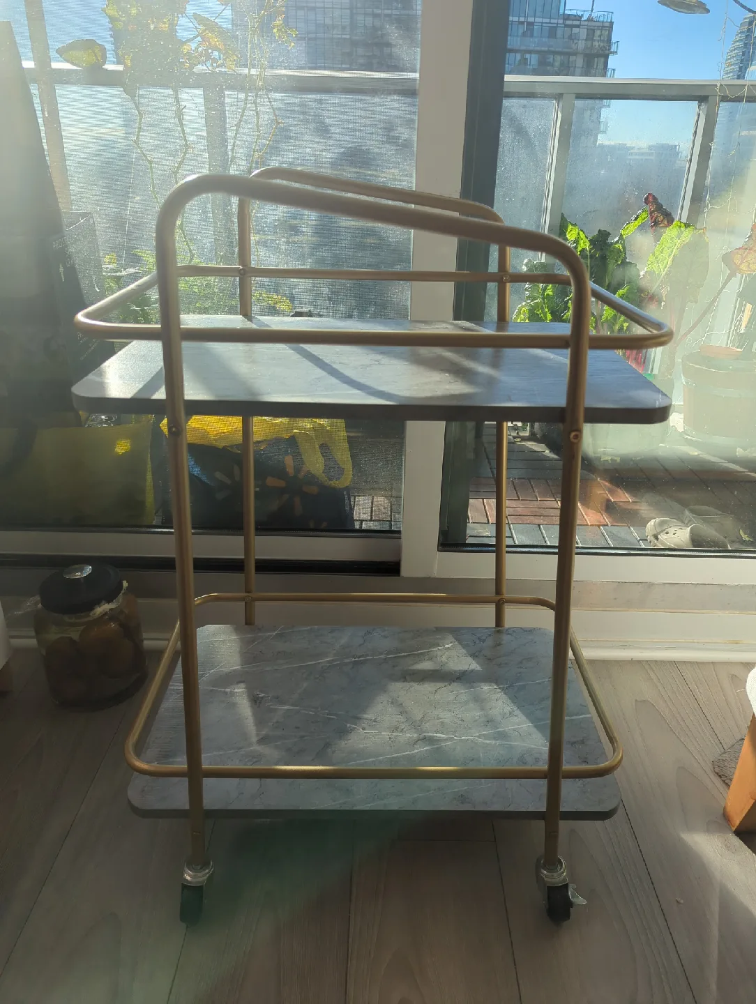 Gold Serving Cart Utility Trolley on wheels image indicator(2)