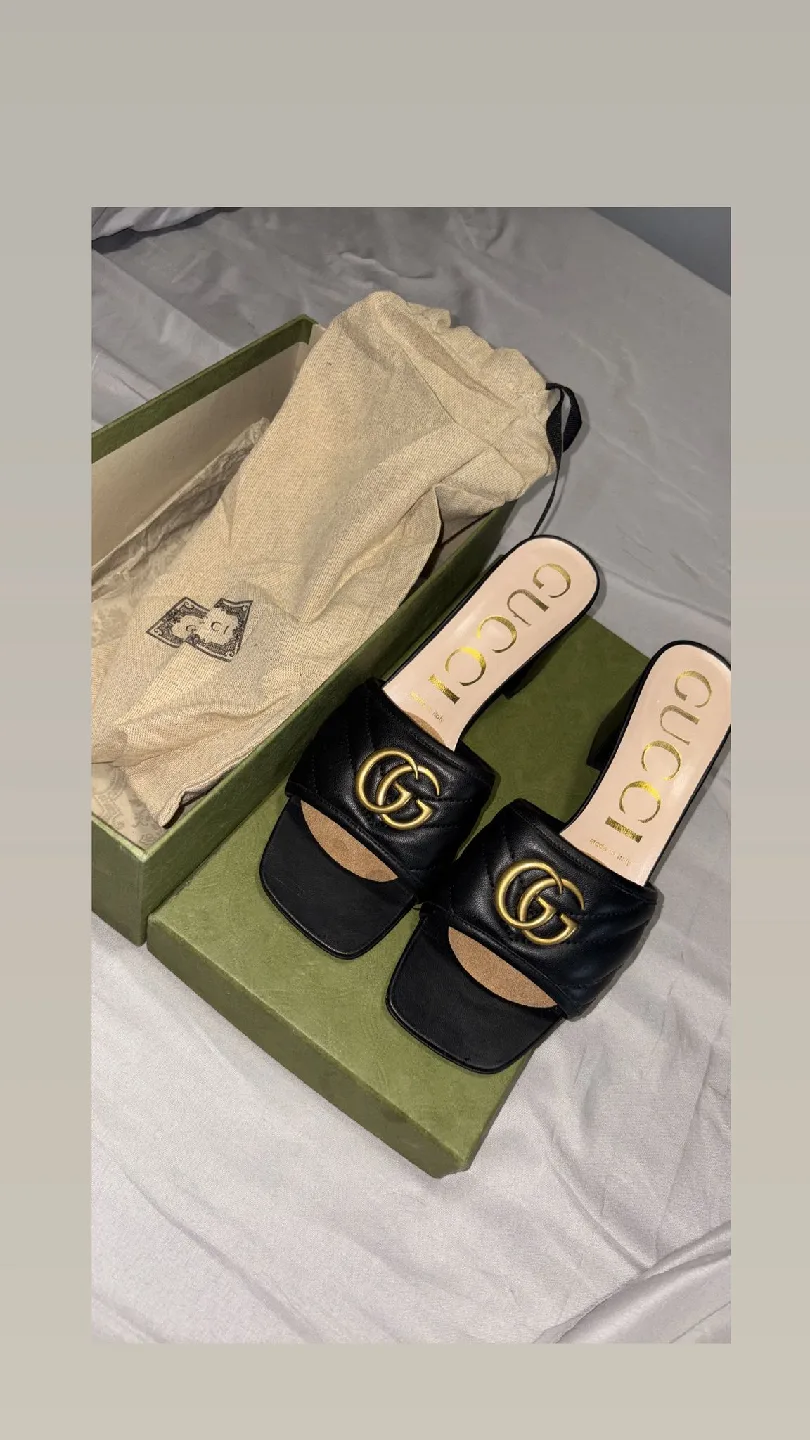 Gucci Black Leather Sandals Size 39 image indicator(2)