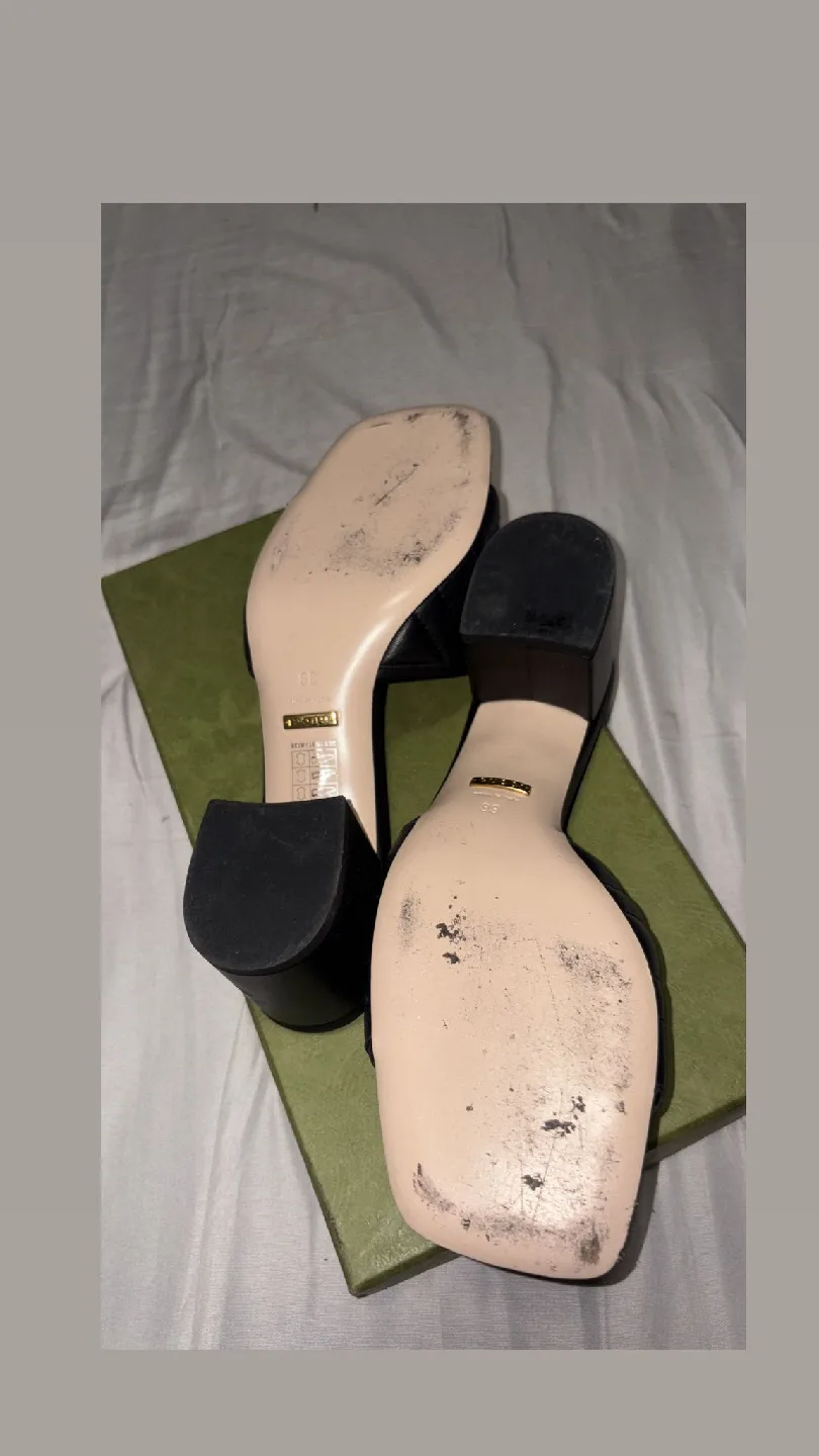 Gucci Black Leather Sandals Size 39 image indicator(4)