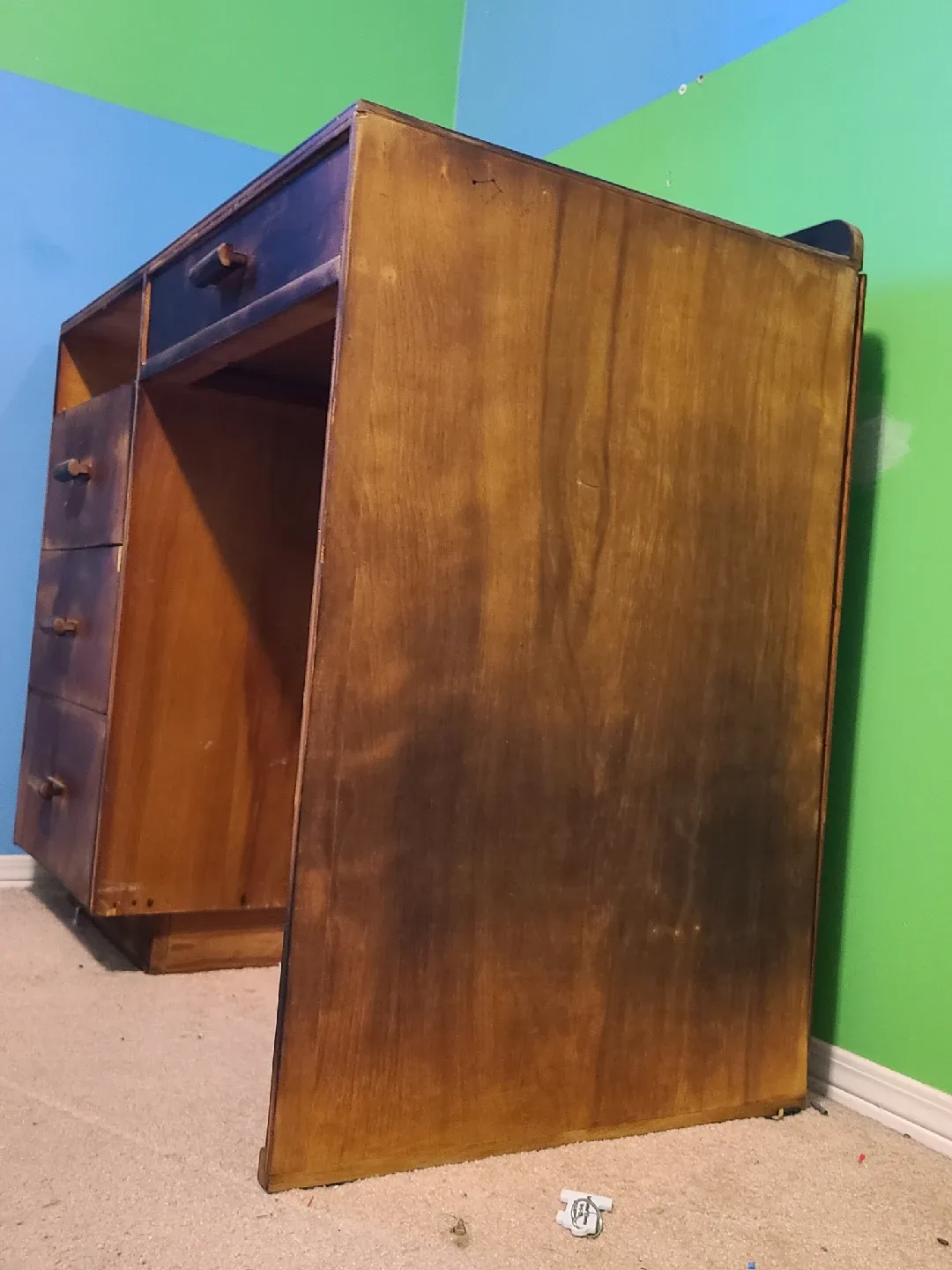 Vintage Wooden Desk with Drawers image indicator(5)