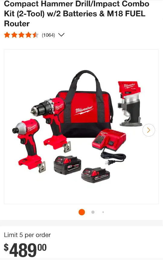 M18 Milwaukee Combo Kit + FUEL Compact Router image indicator(2)