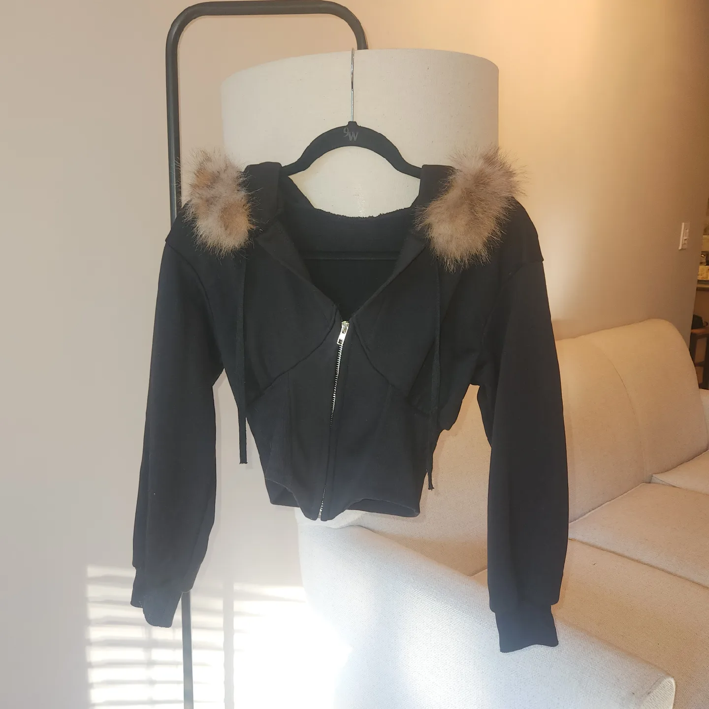 Faux Fur Cropped Zip Hoodie image indicator(2)
