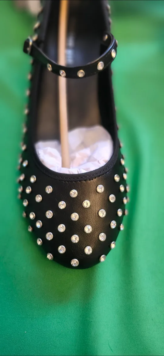 Madden Girl Black Studded Mary Jane Flats, Size 10 New in Box image indicator(7)