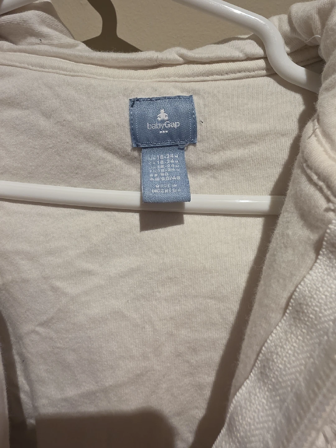 Baby Gap White Hoodie Jacket 18-24 Months - photo 2