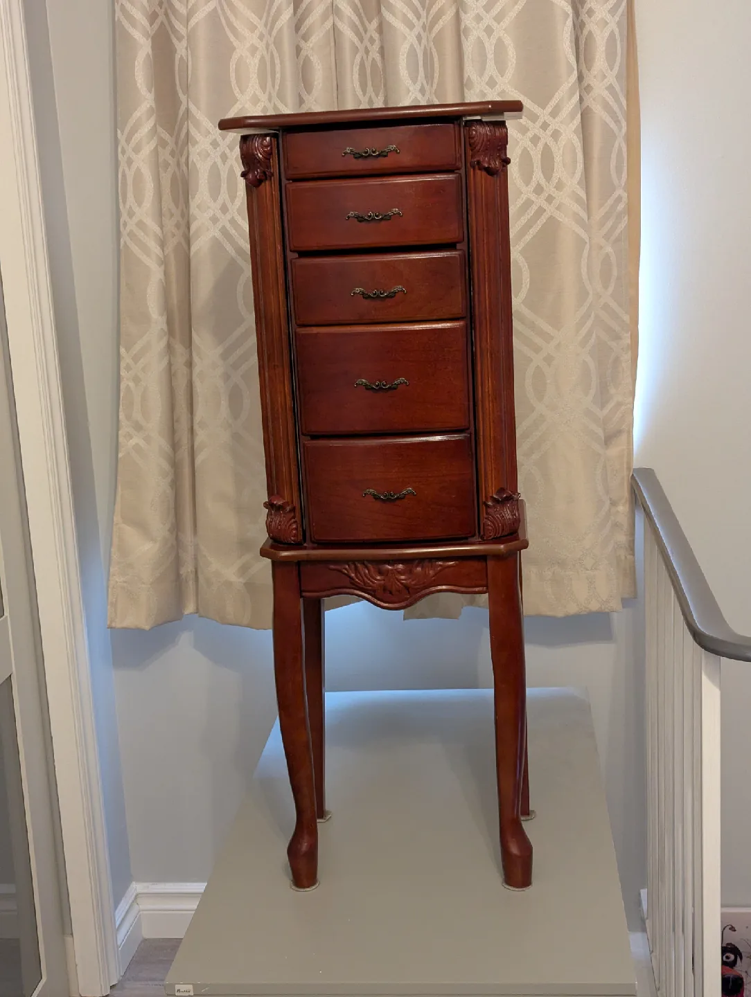 Wooden Jewelry Armoire with Mirror