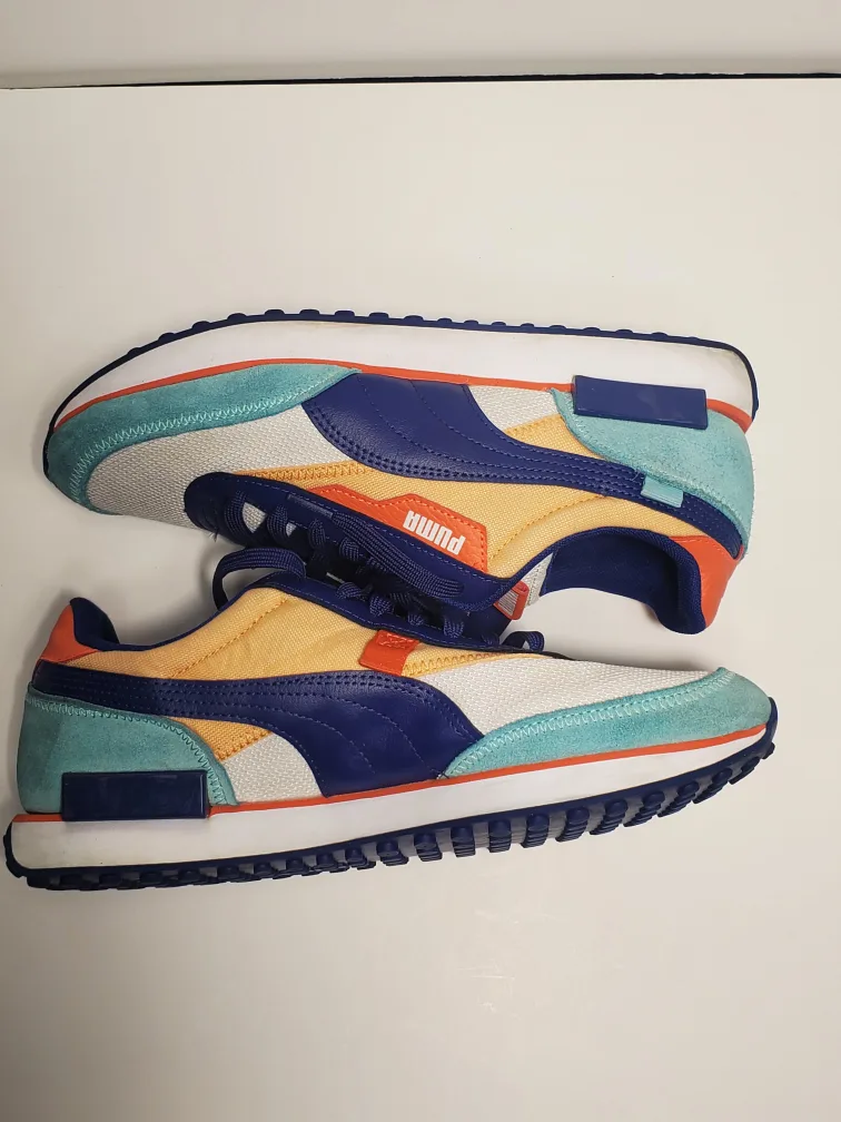 Men’s Puma Future Rider White Elektro Blue Peach Size 10 image indicator(7)