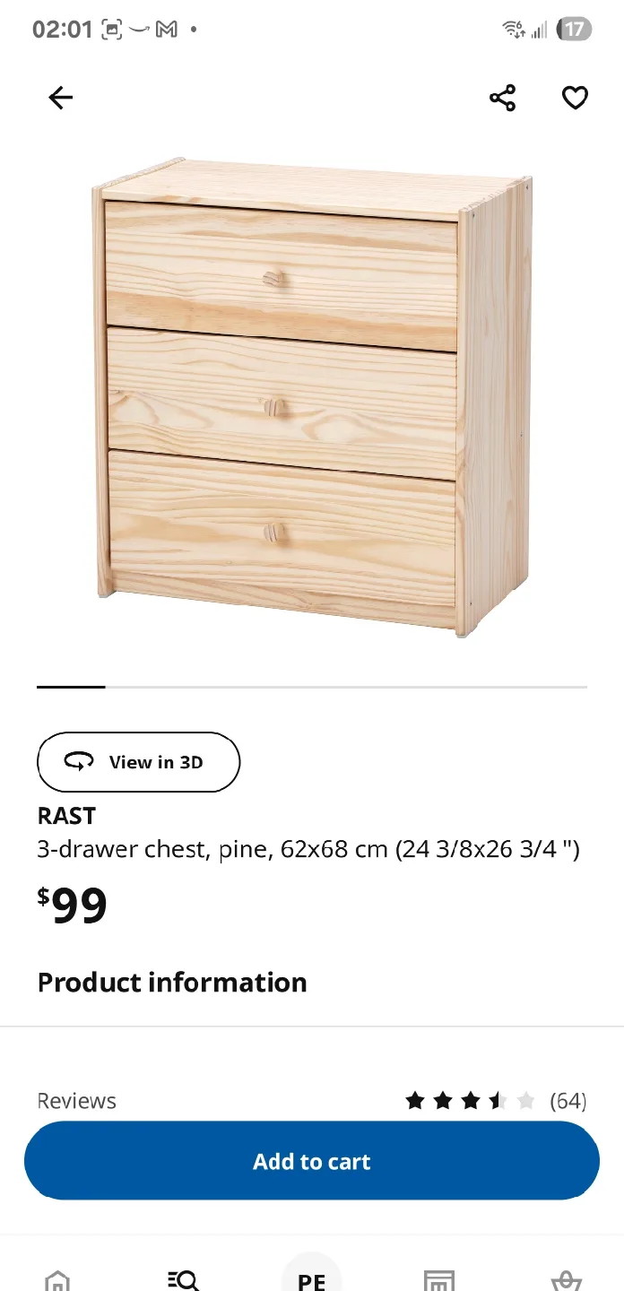 IKEA RAST 3-Drawer Chest, Pine image indicator(5)