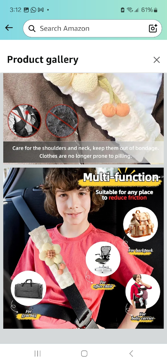 Lovely Flower Car Seat Belt Cover - White - photo 5