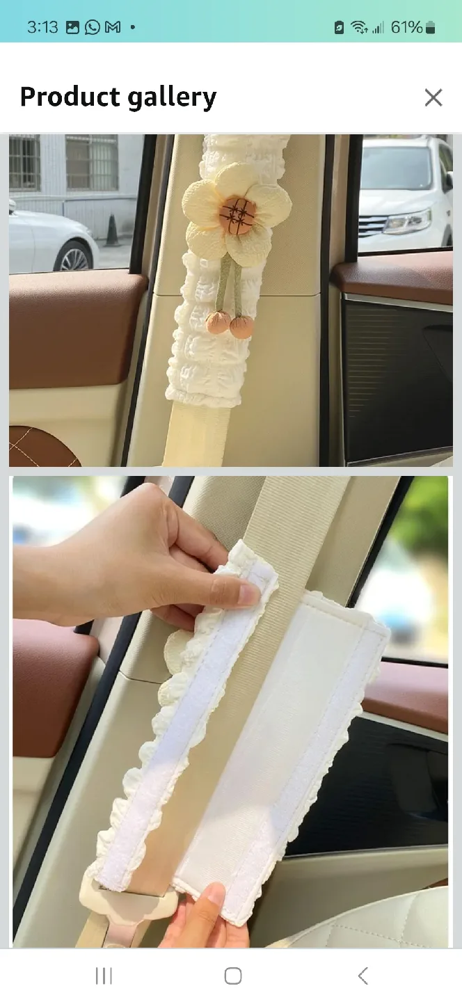 Lovely Flower Car Seat Belt Cover - White image indicator(8)