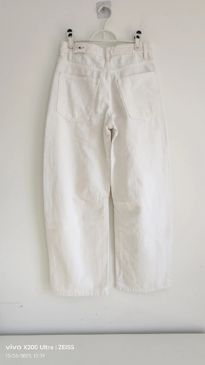 Zara White Cotton Wide Leg Jeans