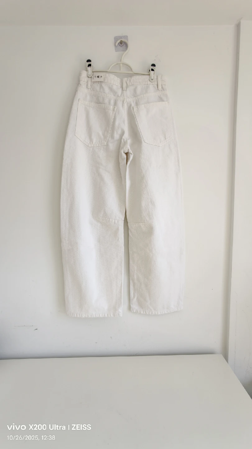 Zara White Cotton Wide Leg Jeans - photo 4