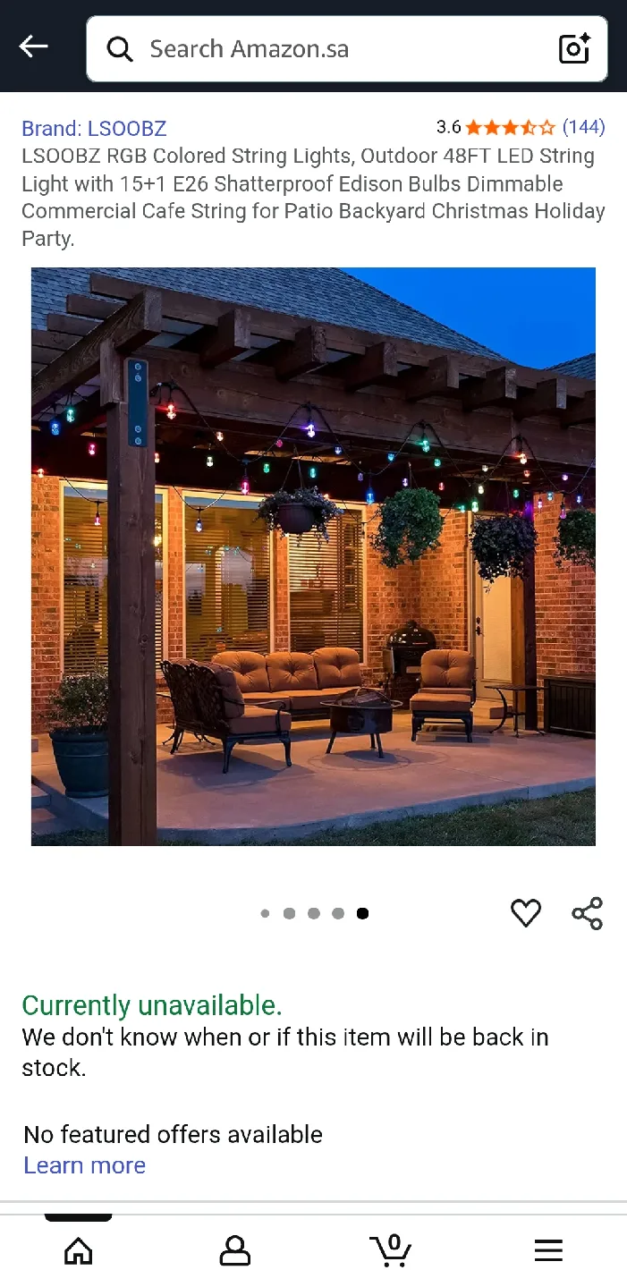 LSOOBZ RGB Colored String Lights - 48FT LED thumbnail