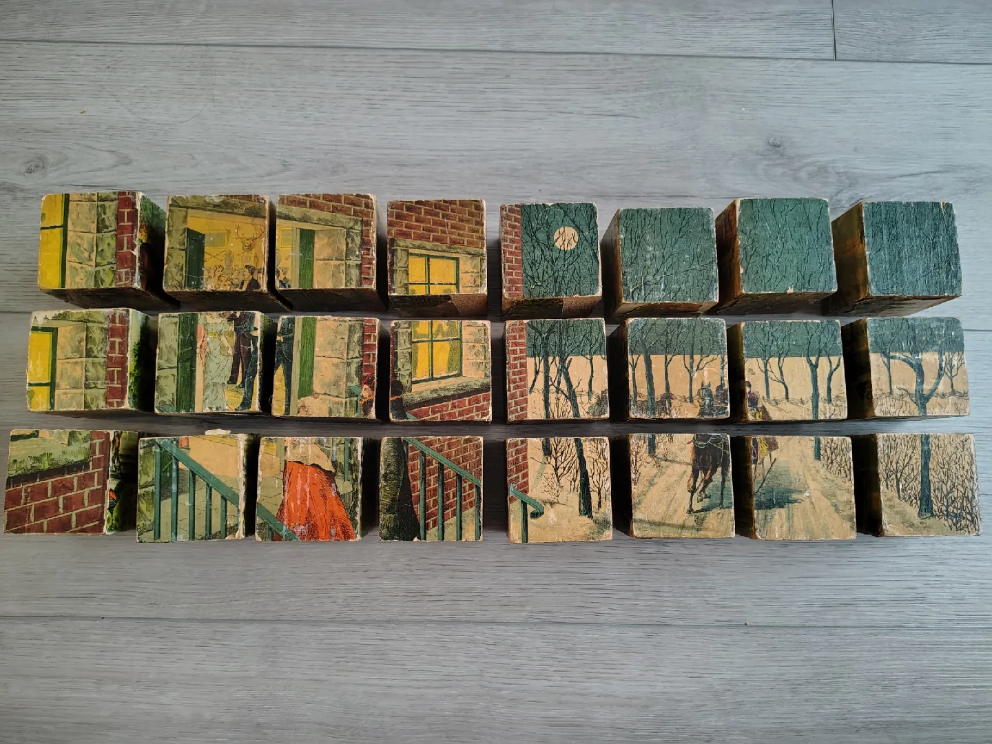 Very Nice, Very Vintage Wooden Puzzle Picture Blocks. image indicator(6)