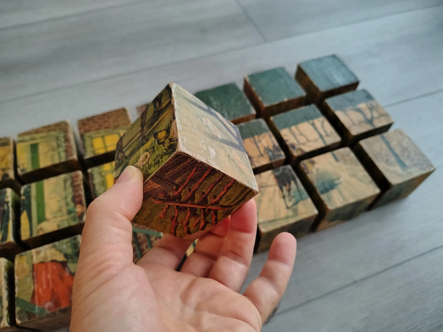 Very Nice, Very Vintage Wooden Puzzle Picture Blocks. image indicator(7)