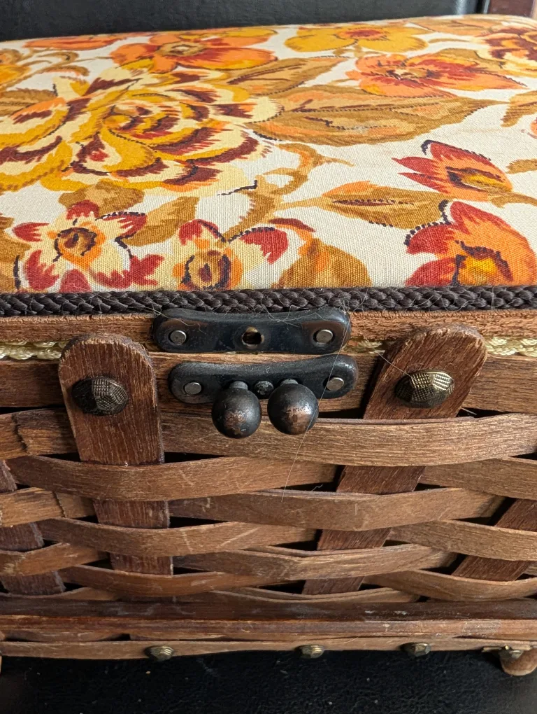 Vintage Woven Basket Sewing Box Japan image indicator(4)