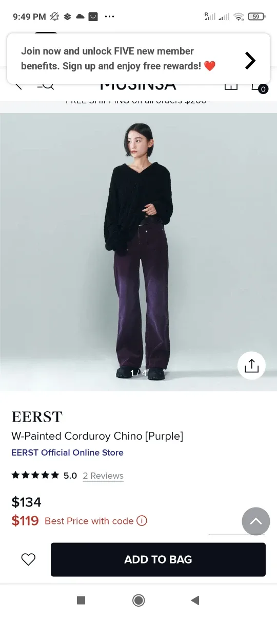 EERST W-Painted Corduroy Chino [Purple] thumbnail
